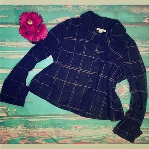 🌺 ICE 🌺 Size 14 Plaid Wool Blend Wide Pea-Coat